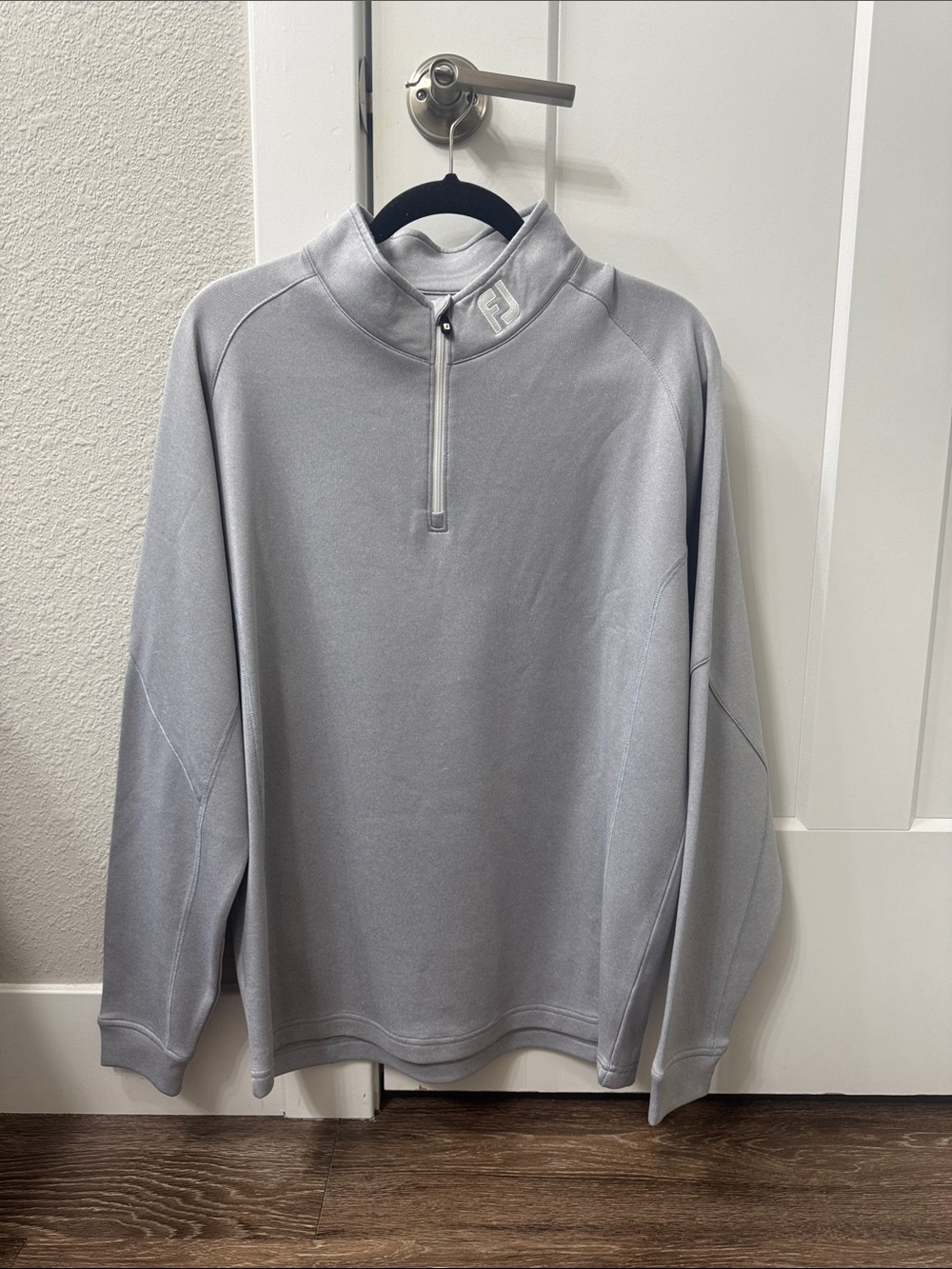 Men's FootJoy Light Gray Quarter-Zip Sweater